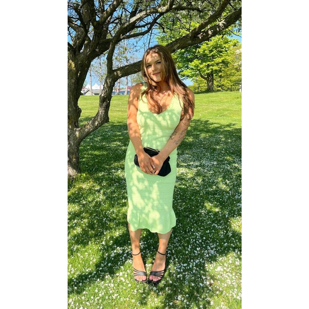 AMANDA UPRICHARD Green Cotton Crochet Beachy Lainey Midi Dress Size Medium - Picture 13 of 13